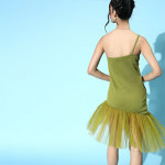 Green One Shoulder Net A-Line Dress