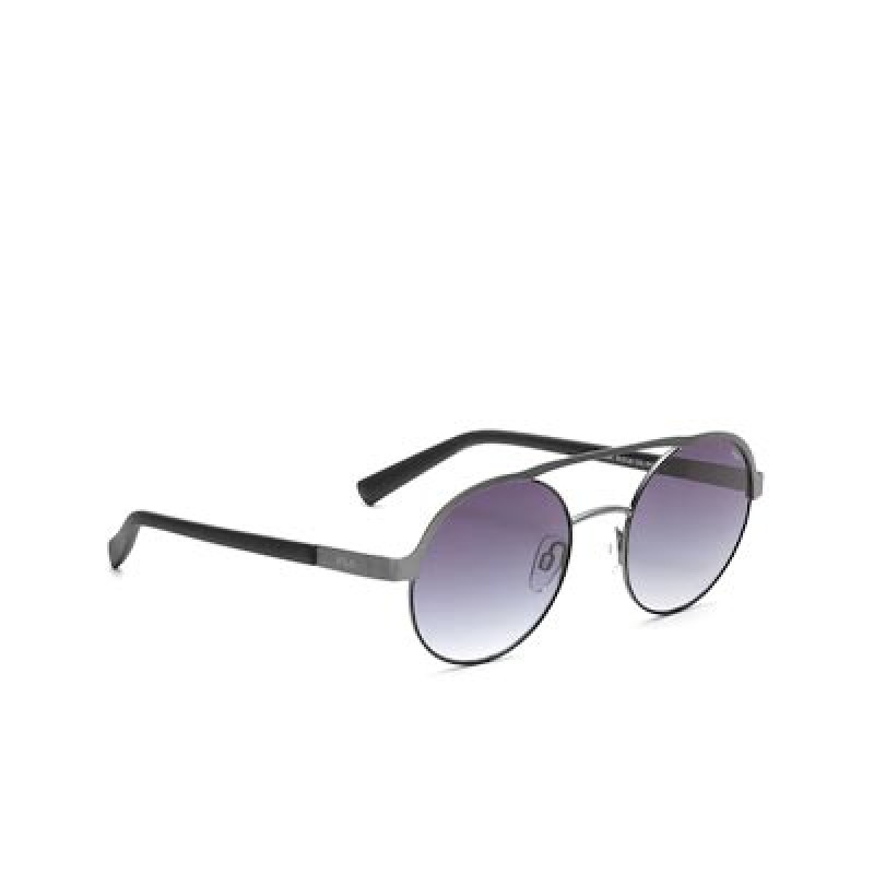 Unisex Black Lens & Gunmetal-Toned Round Sunglasses with UV Protected Lens