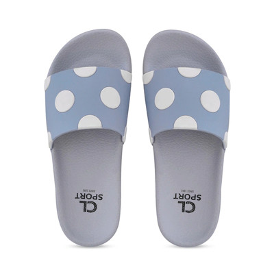 Women Blue & White Printed Sliders