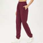 Women Maroon Solid Polyester Joggers