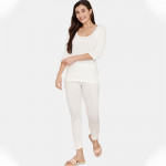 Women White Solid Thermal Bottoms