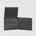 Men Black Solid Leather Two Fold Wallet