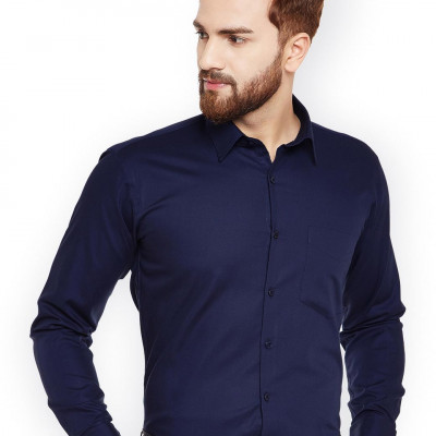 Men Nayy Slim Fit French Cuff Formal Shirt