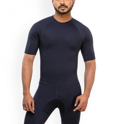 Men Navy Blue Solid Shorty Wetsuit