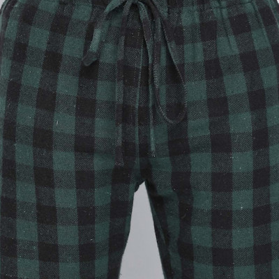 Men Green Checked Cotton Lounge Pants