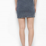 Women Blue Washed A-Line Denim Skirt