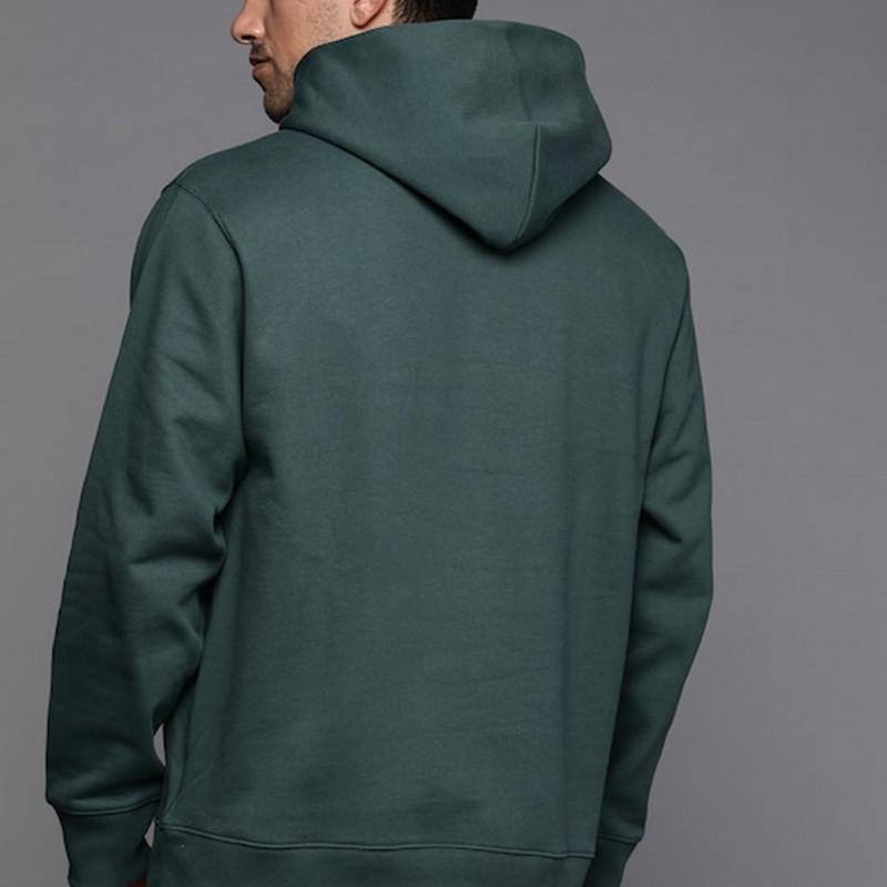 Men Green Hooded Sweatshirt