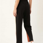 Women Black & Rust Orange Colourblocked Track Pants