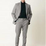 Men Grey Solid Single-Breasted Slim-Fit Formal Blazer